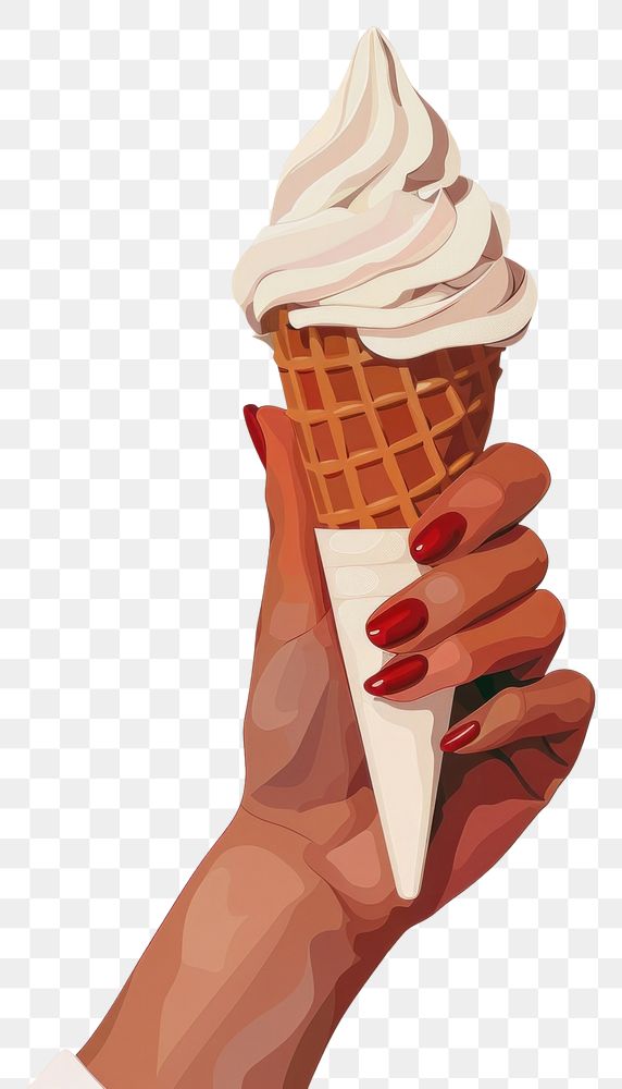 PNG Hand holding ice cream cone dessert food medication.