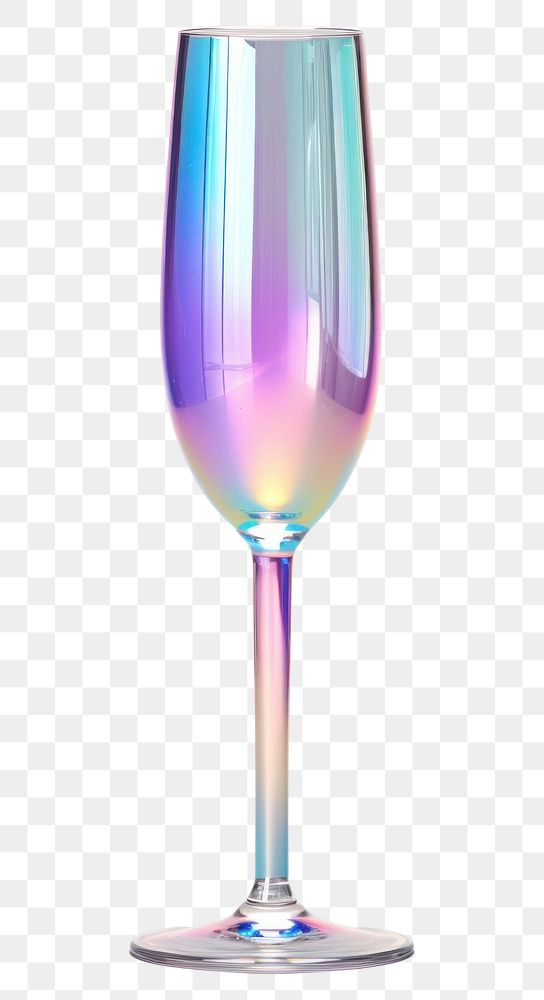 PNG 3d render champagne glass holographic drink white background refreshment.