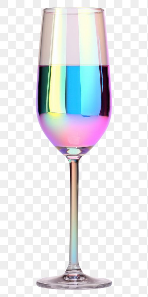 PNG 3d render champagne glass holographic bottle drink wine.