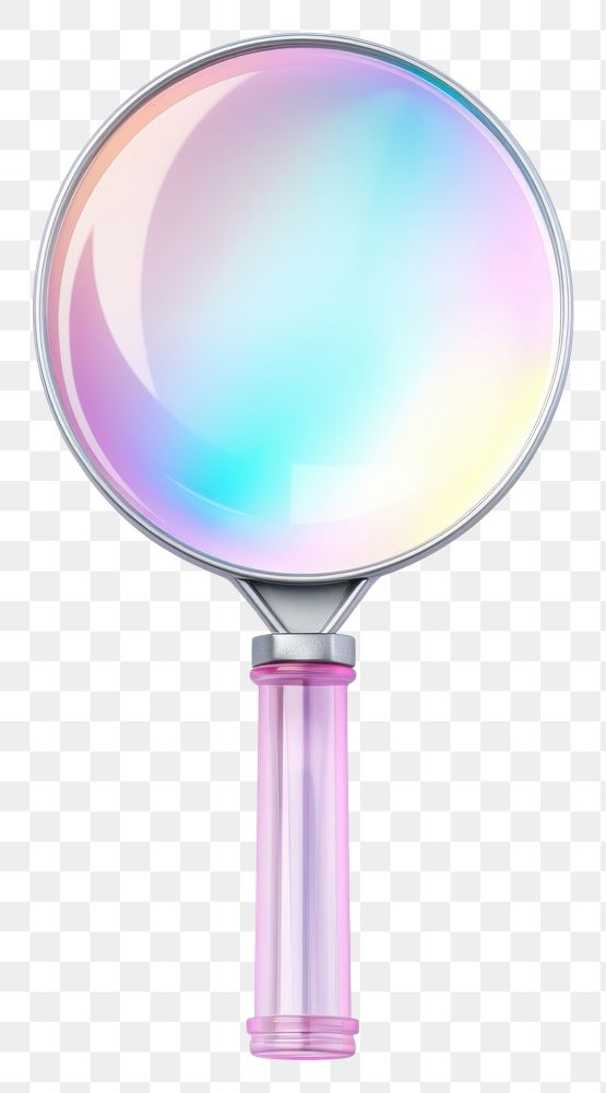 PNG 3d render magnifying glass holographic white background reflection fragility.