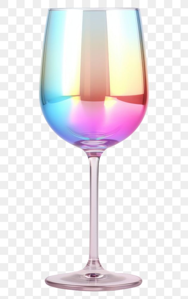 PNG 3d render wine glass holographic drink white background refreshment.