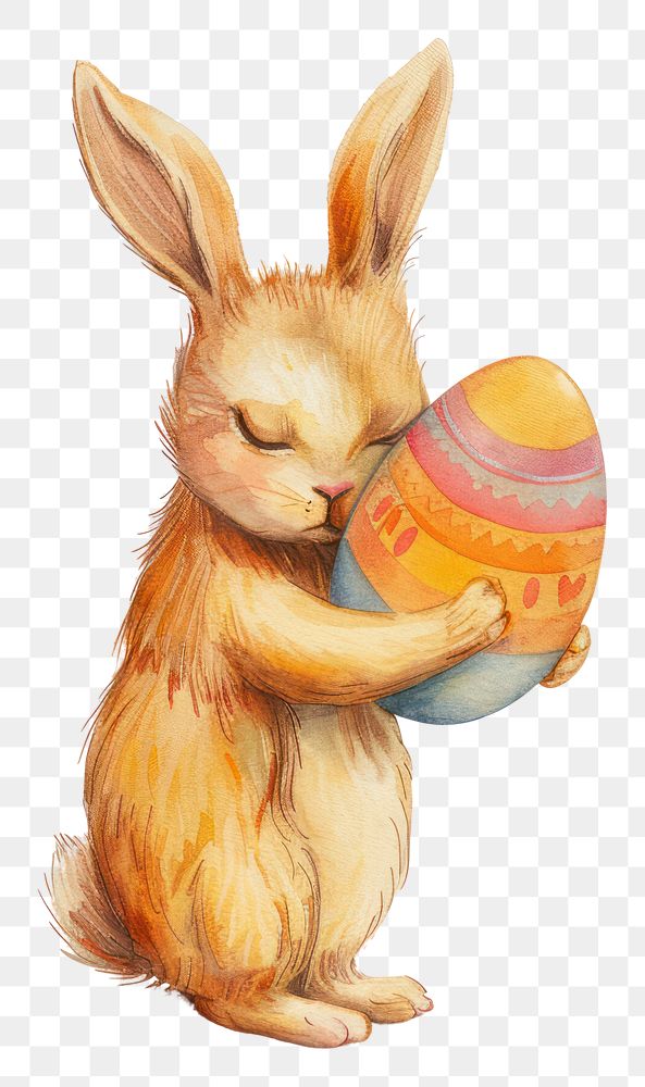 PNG Bunny hugging Easter Egg animal cartoon mammal