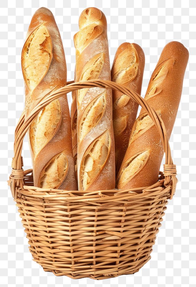 PNG Baguette in basket bread food white background