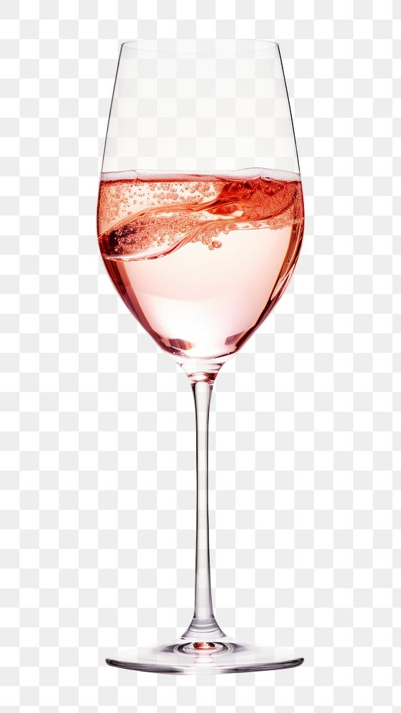 PNG Glass of sparking rose wine glass drink white background.