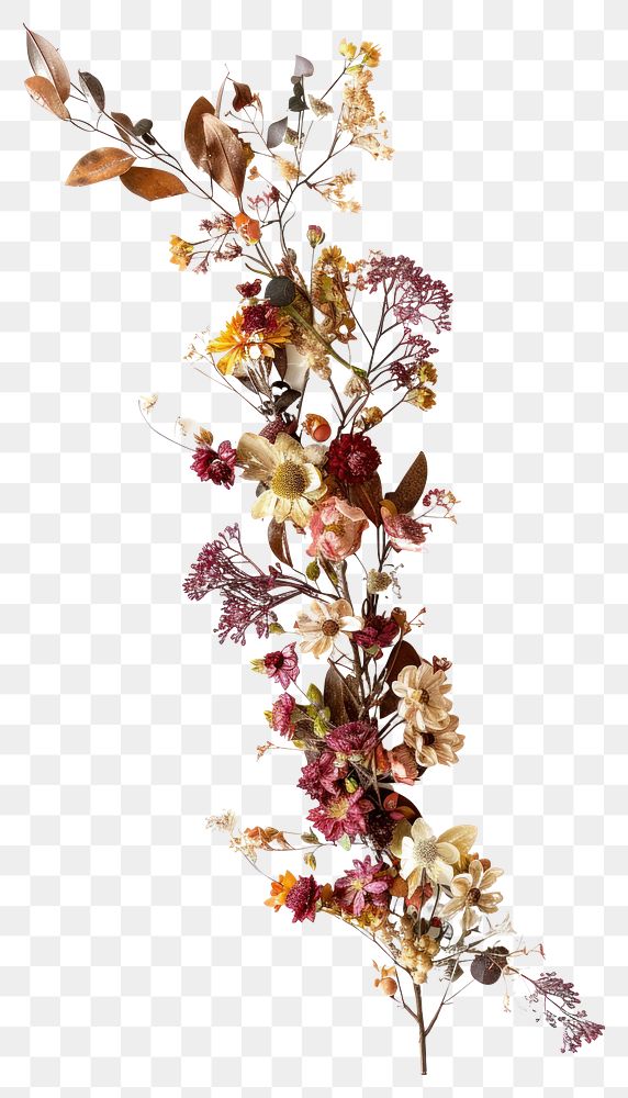 PNG Dried flower garland plant art white background