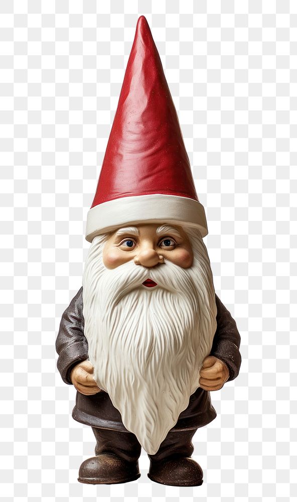 PNG Photo of a garden gnome figurine hat white background.