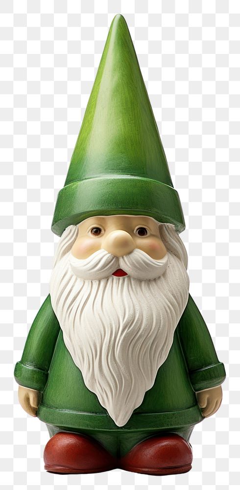 PNG Photo of a garden gnome figurine green hat.