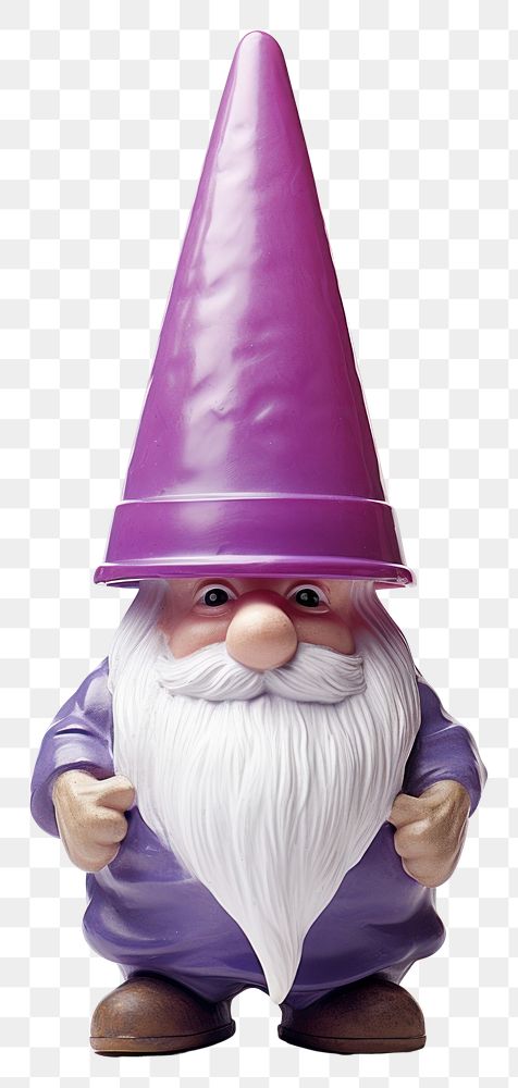 PNG Photo of a garden gnome purple cone hat.