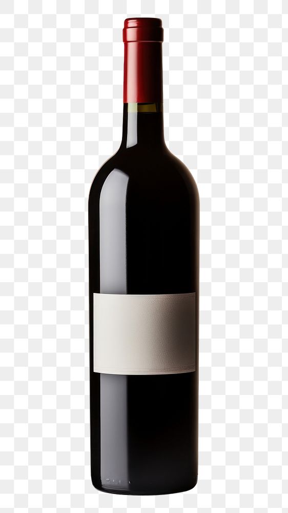 PNG Photo of a red wine bottle drink white background refreshment.