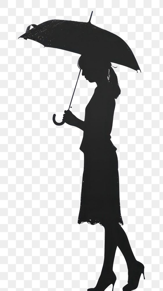 PNG Umbrella silhouette adult white background.