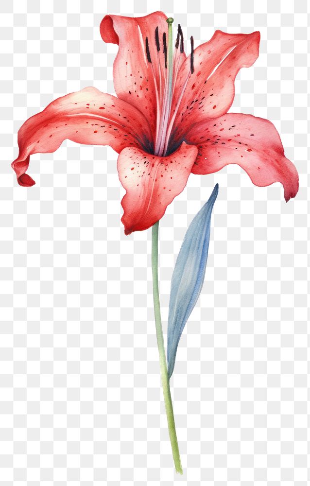 PNG Red lily flower plant white background.