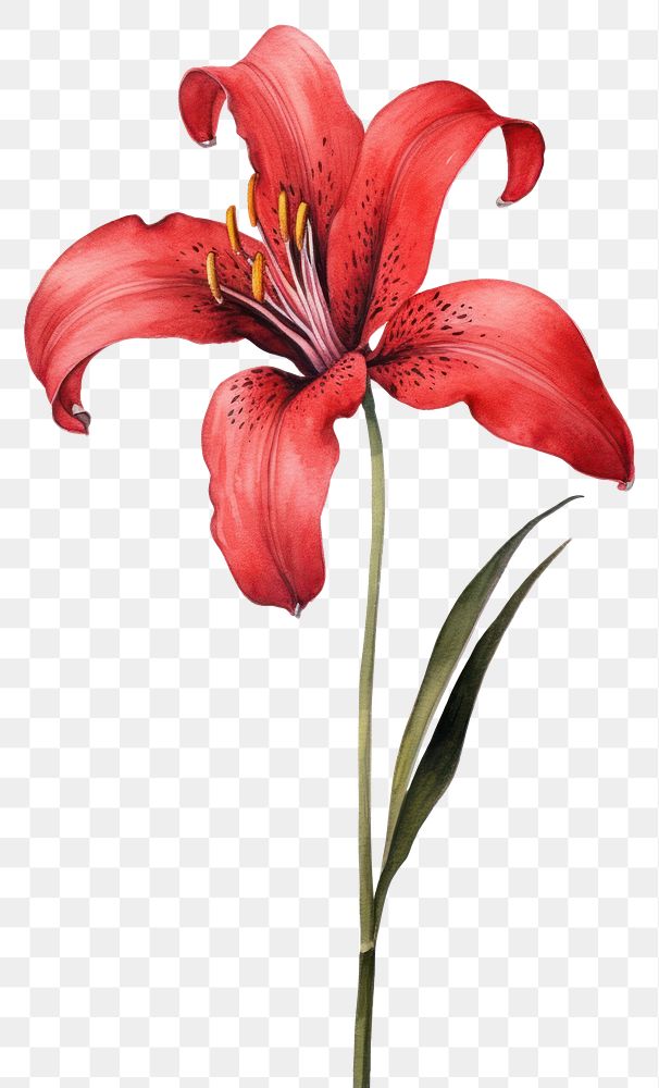 PNG Red lily flower plant white background