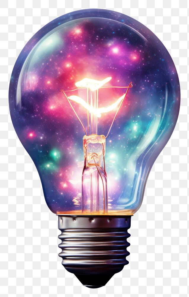 PNG A galaxy in a lightbulb white background illuminated electricity.