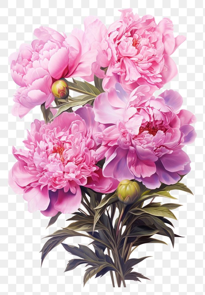 PNG Fully bloomed peonies flower plant art