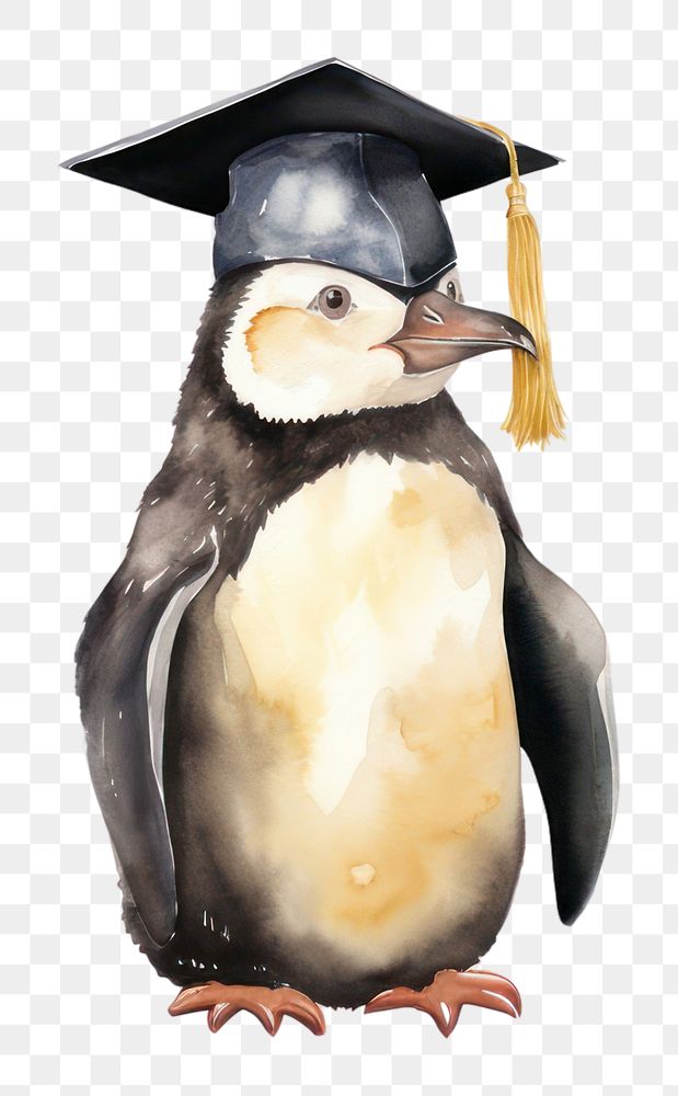 PNG Penguin wearing graduate hat graduation animal bird.