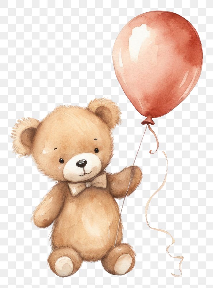 PNG With balloon bear toy white background.