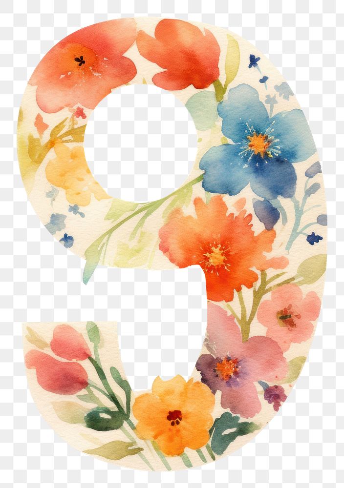PNG Number flower text white background