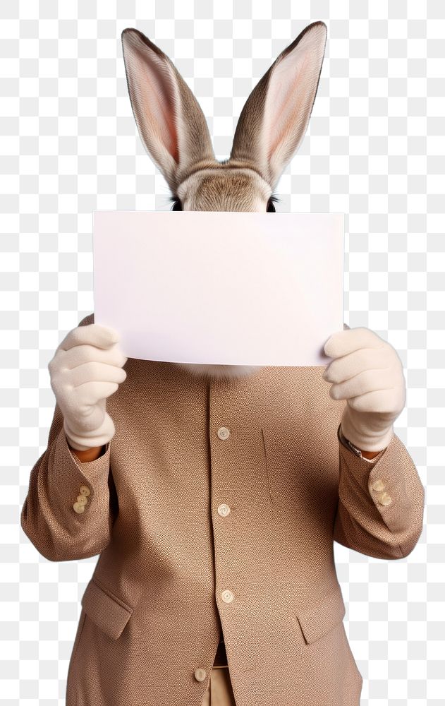 PNG Rabbit paper portrait holding.
