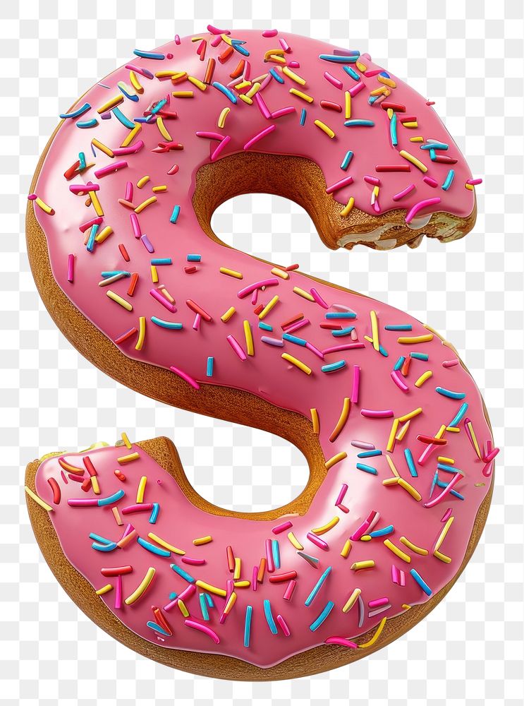 PNG Donut in Alphabet Shaped of S dessert donut food.
