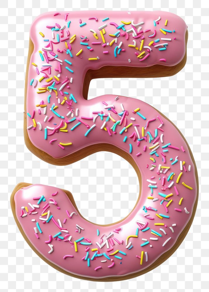 PNG Donut in Number Shaped of 5 number dessert icing