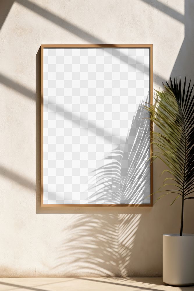 Wooden picture frame png product mockup, transparent design