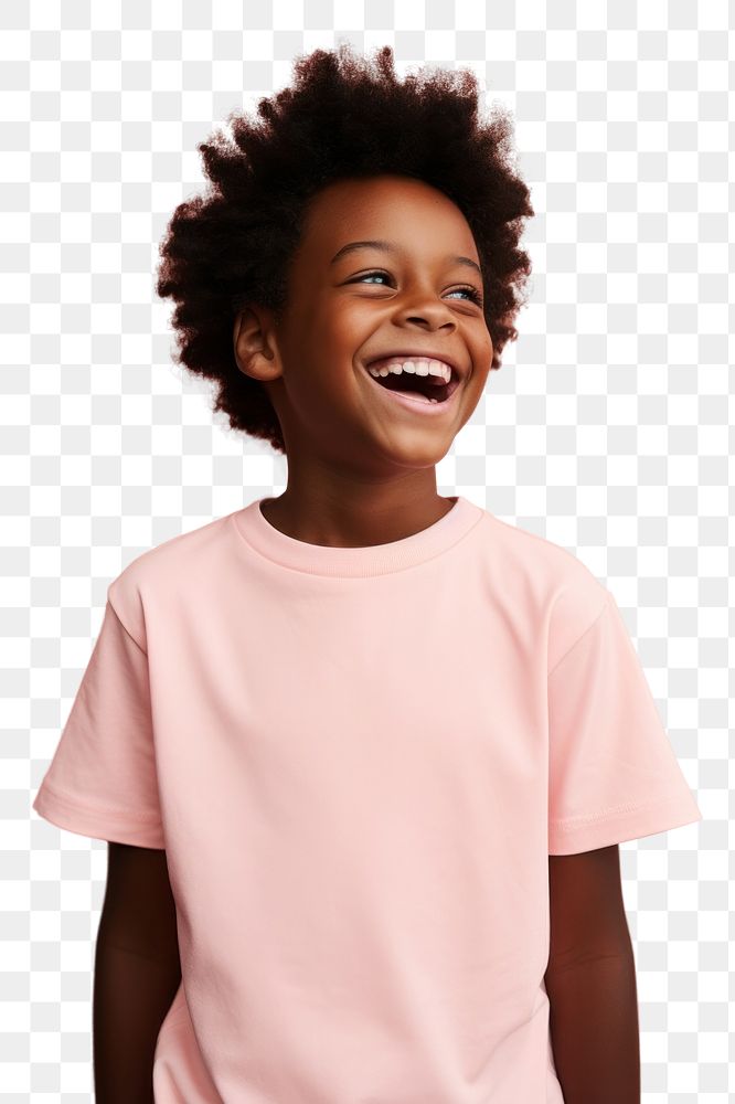 PNG Happy black boy playing laughing t-shirt smile.