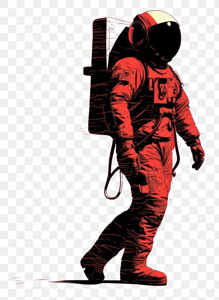 PNG Astronaut adult red advertisement.