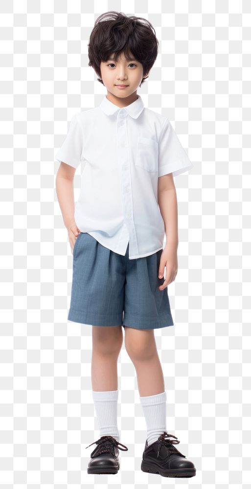 PNG Japanese boy student shorts footwear child.