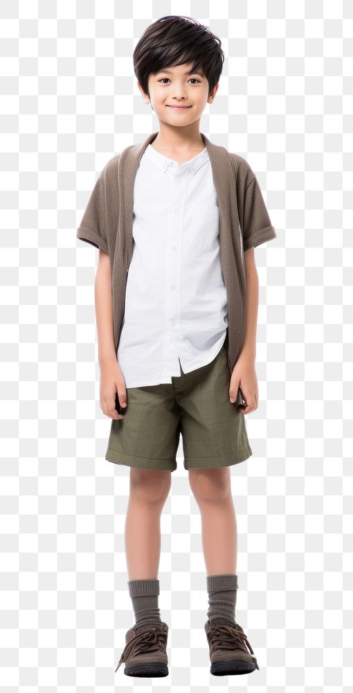 PNG Japanese boy student shorts footwear t-shirt.