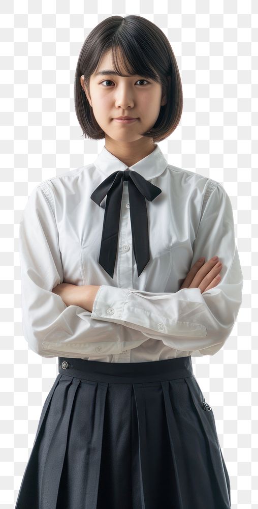 PNG Japanese female student blouse shirt white.