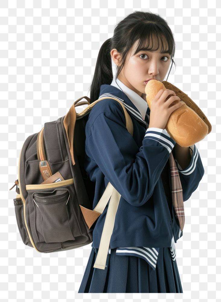 PNG Japanese female student bag backpack holding.