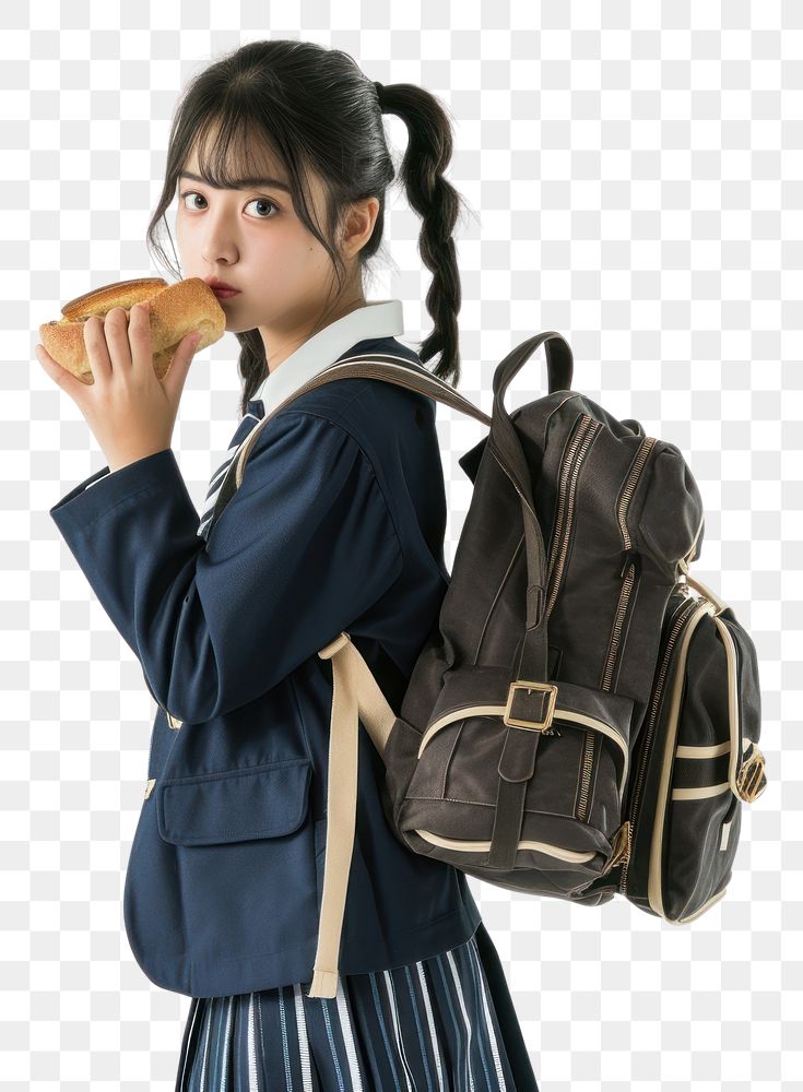 PNG Japanese female student bread bag backpack.
