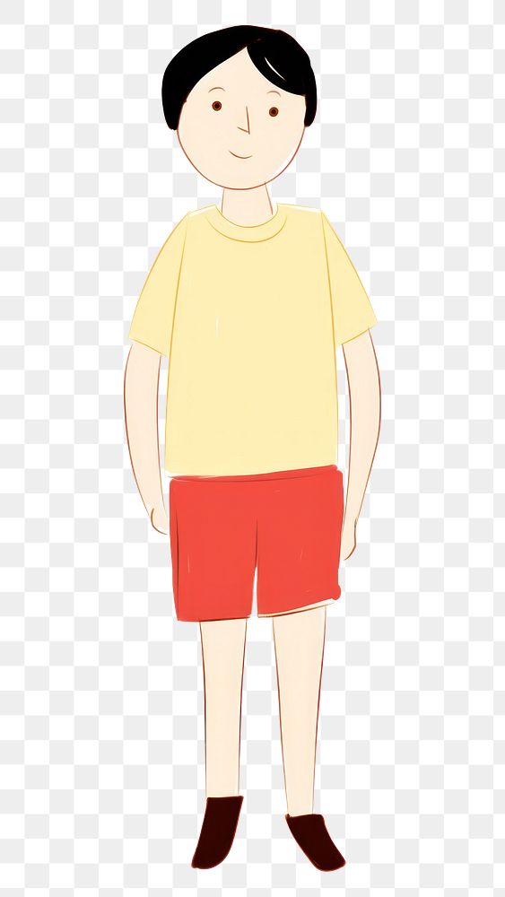 PNG Teenager standing shorts white background.