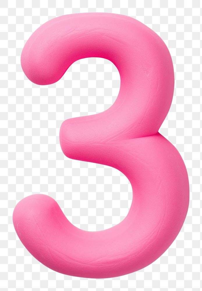 PNG Plasticine number 3 pink text white background.