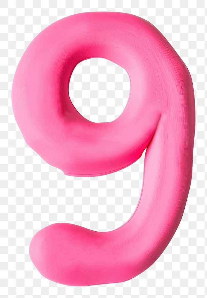 PNG Plasticine number 9 pink text white background.