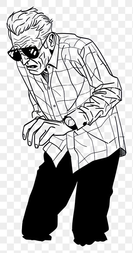 PNG Outline Drawing illustration of a man walking drawing sketch cartoon.