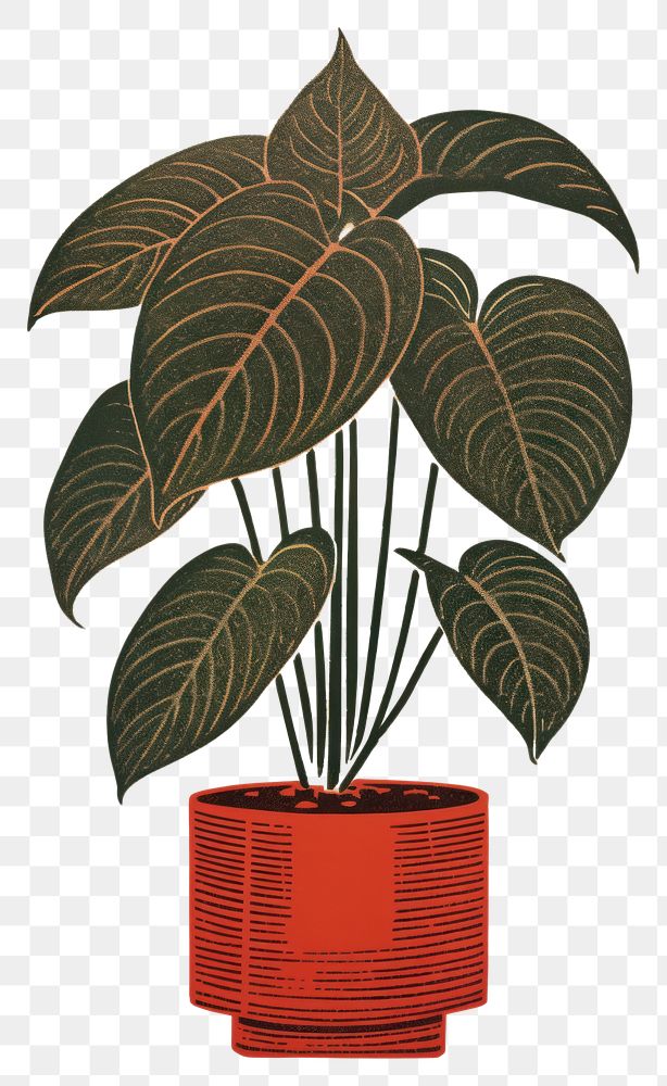 PNG Houseplant leaf flowerpot drawing.