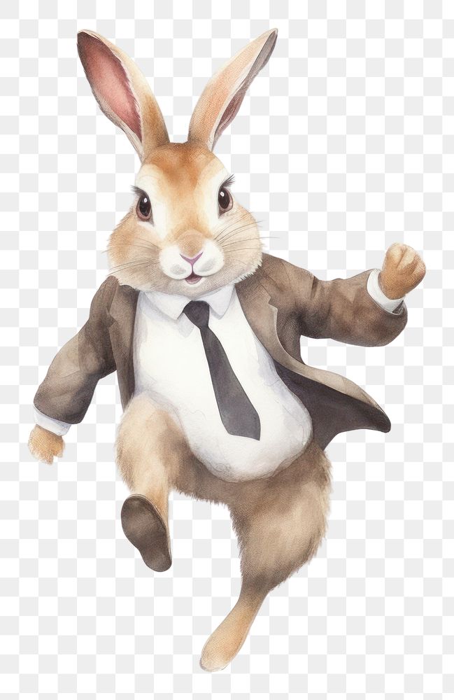 PNG Watercolor rabbit business suit rodent animal mammal.