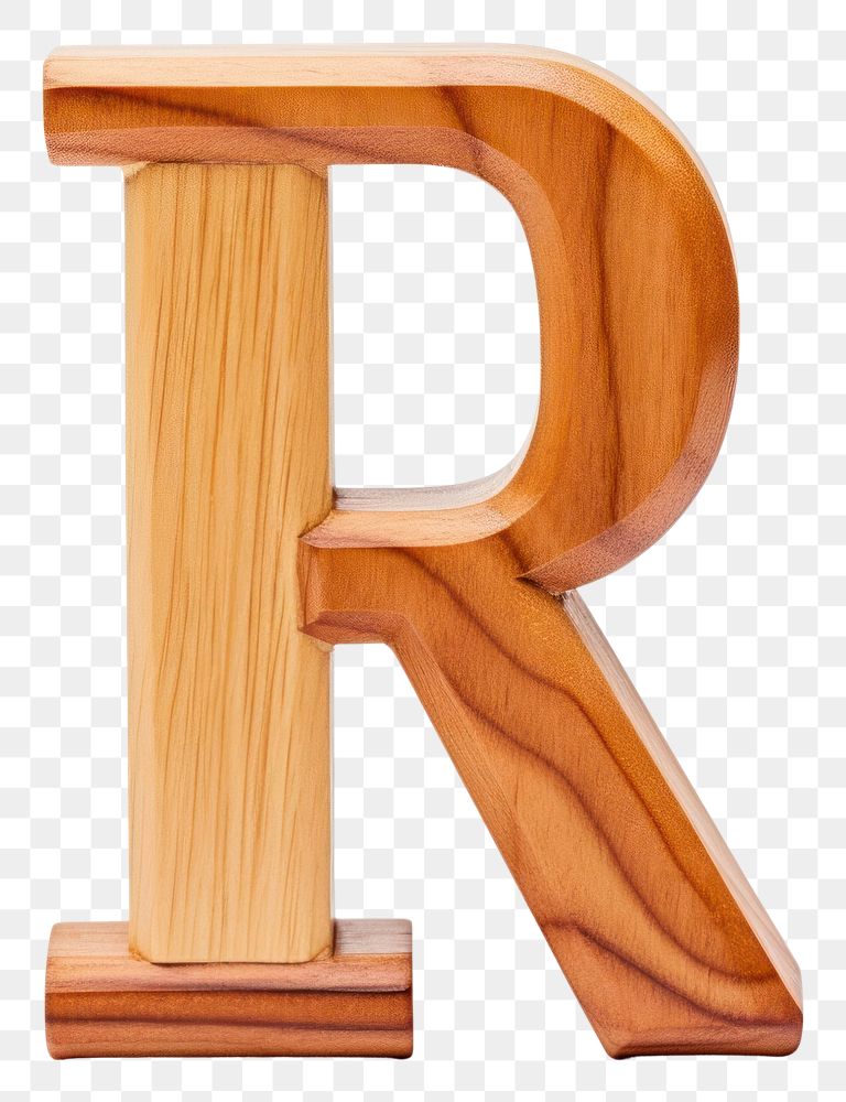 PNG Letter R wood alphabet font.