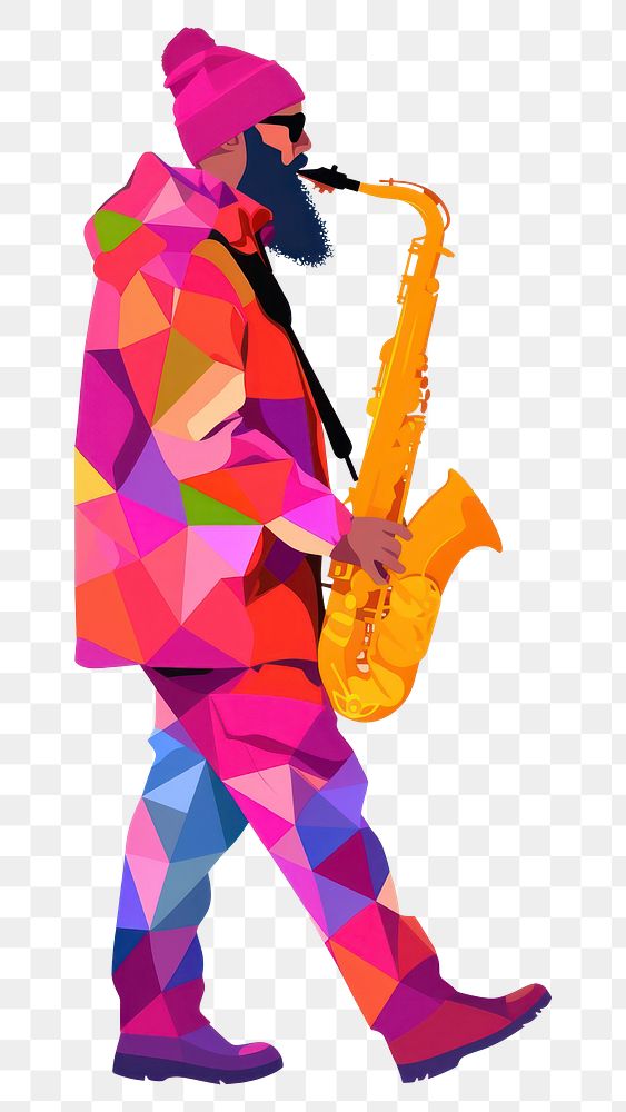 PNG Jazz musician of different playing musical instrument and singing saxophone saxophonist performance.