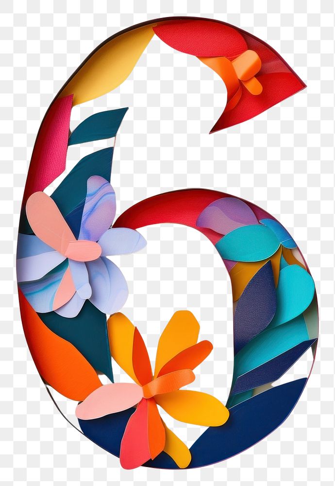 PNG  Number 6 flower shape text.