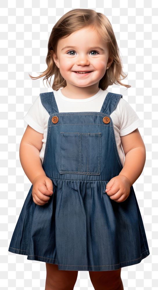 PNG Denim pinafore dress kid dress portrait child smile.