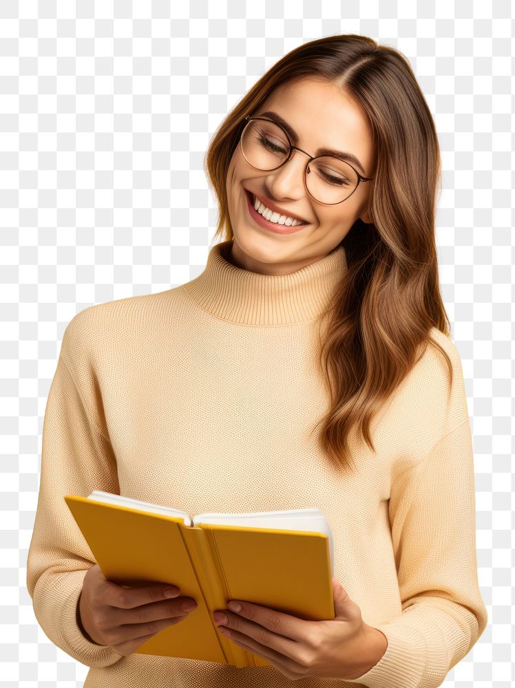 PNG Glasses sweater smiling reading