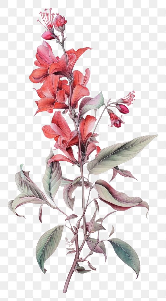 PNG Stunning flowers and leaves drawing sketch plant