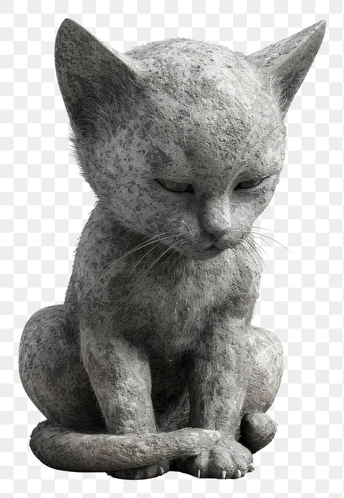 PNG Kitten sculpture mammal animal.