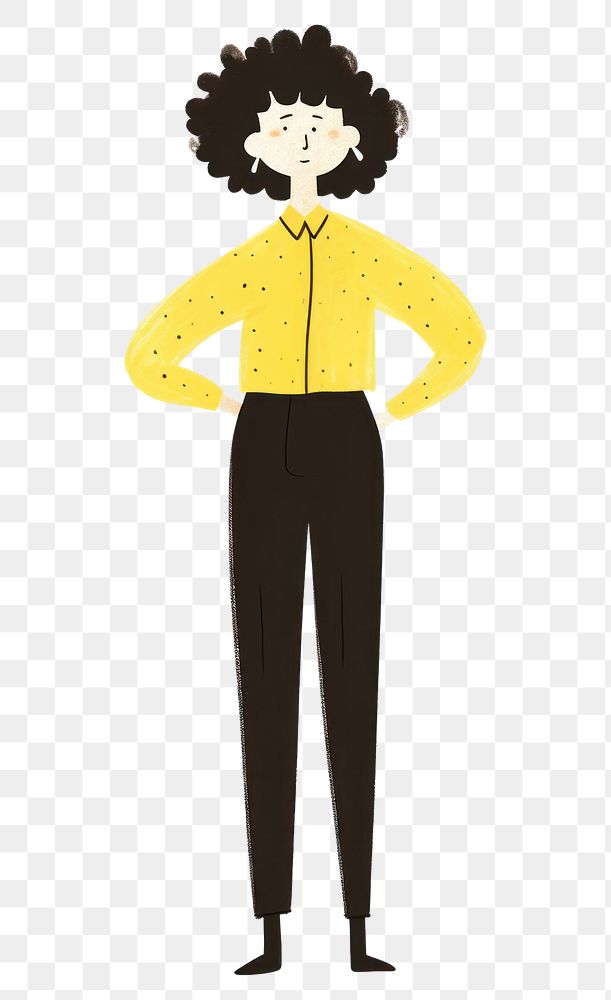 PNG Doodle illustration of business woman cartoon sleeve yellow.