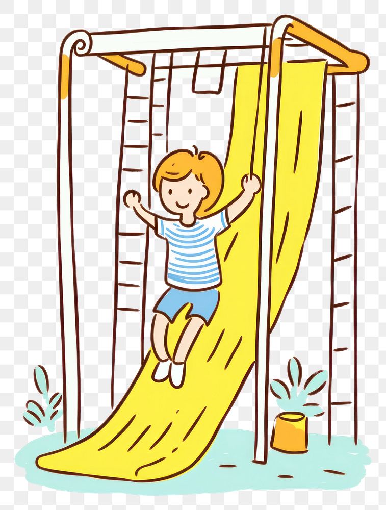 PNG Doodle illustration kid playground outdoors cartoon architecture.