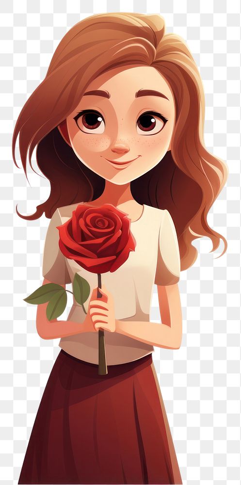 PNG Young girl holding rose cartoon flower adult.