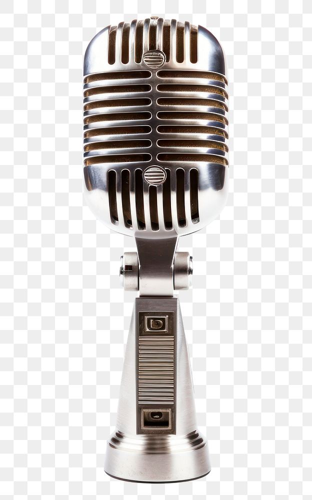 PNG Vintage Microphone with stand microphone white background technology.
