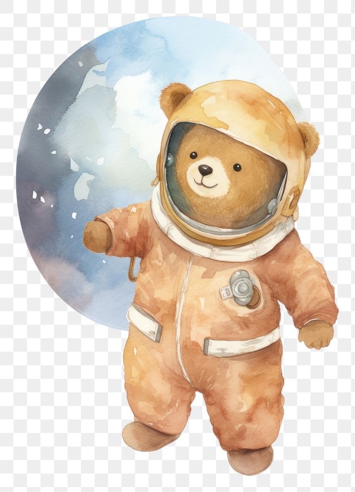 PNG  Teddy bear astronaut toy representation.